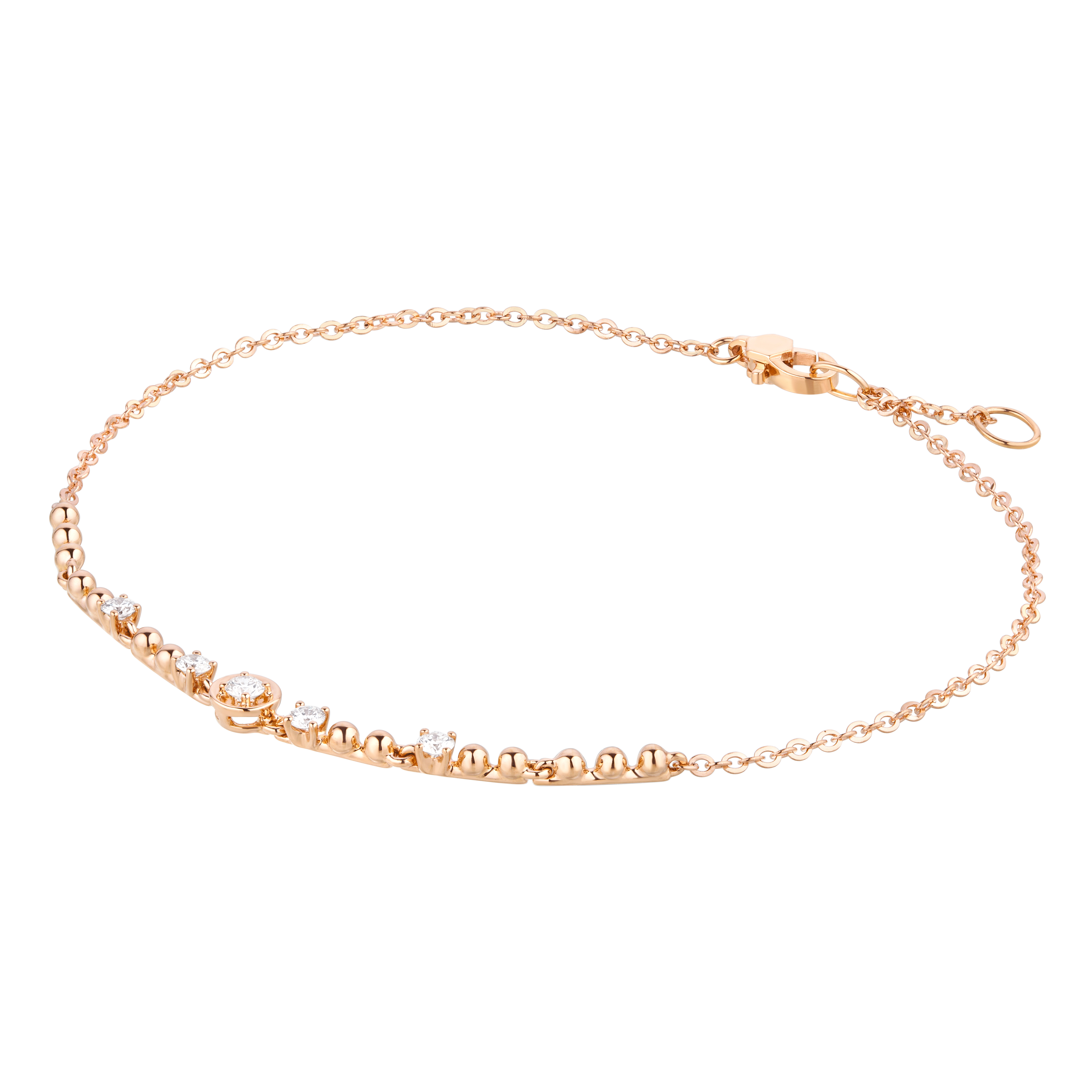 六福珠寶18K金手鏈 - “微光絮語”18K玫瑰金鑽石手鏈