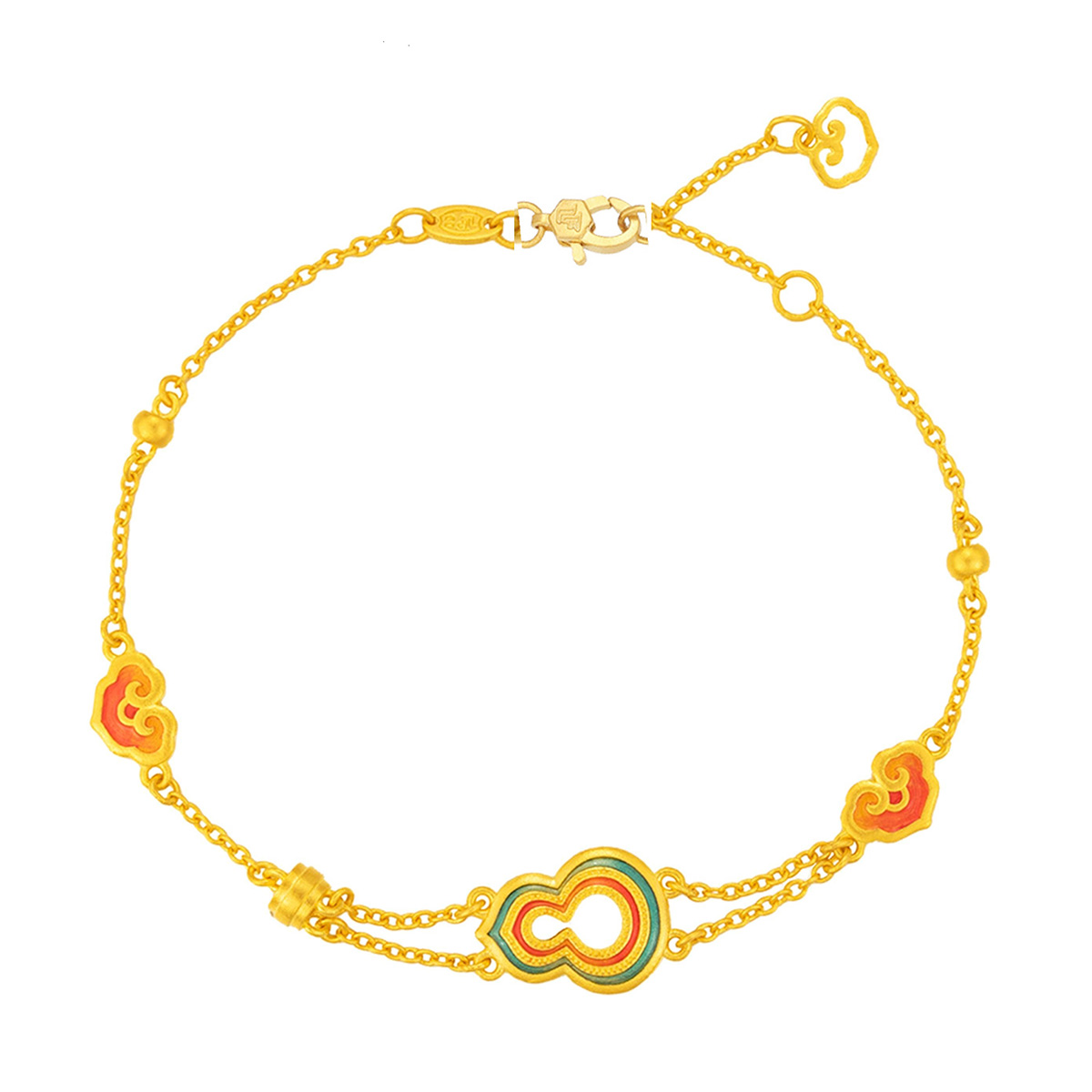 六福珠寶黃金手鏈 - "瑞彩葫蘆"999.9黃金手鏈
