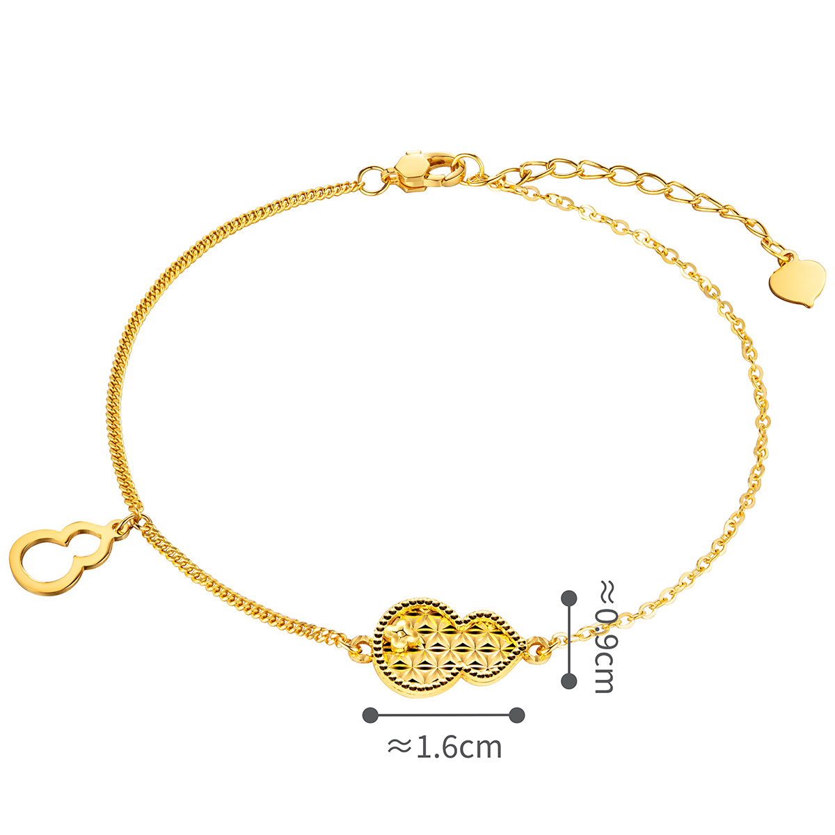 六福珠寶黃金手鏈 - "福祿倍至"葫蘆造型990黃金手鏈