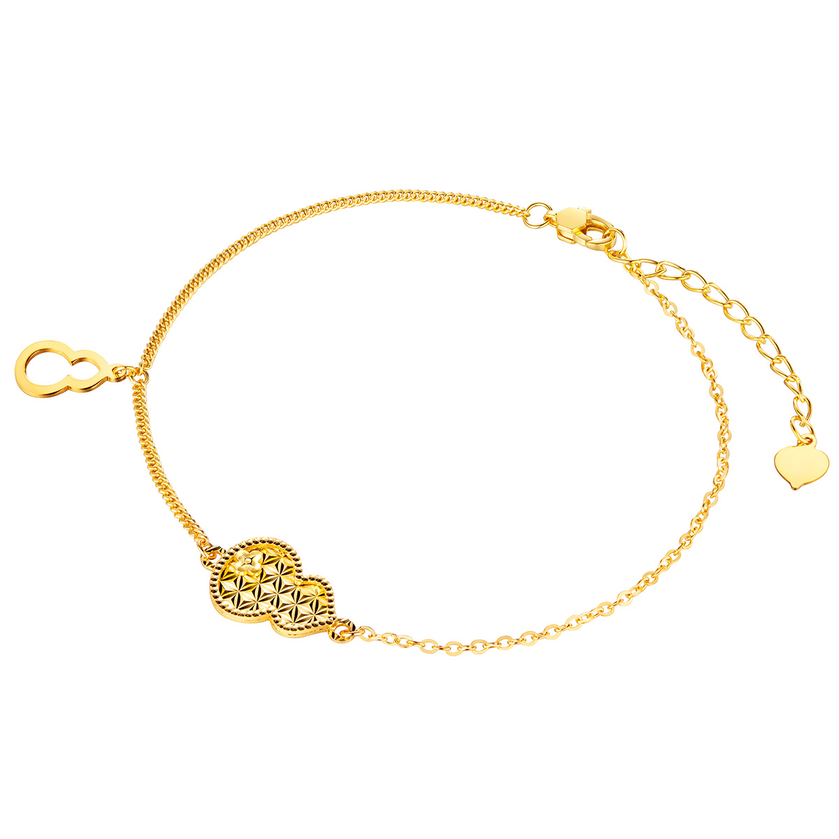 六福珠寶黃金手鏈 - "福祿倍至"葫蘆造型990黃金手鏈