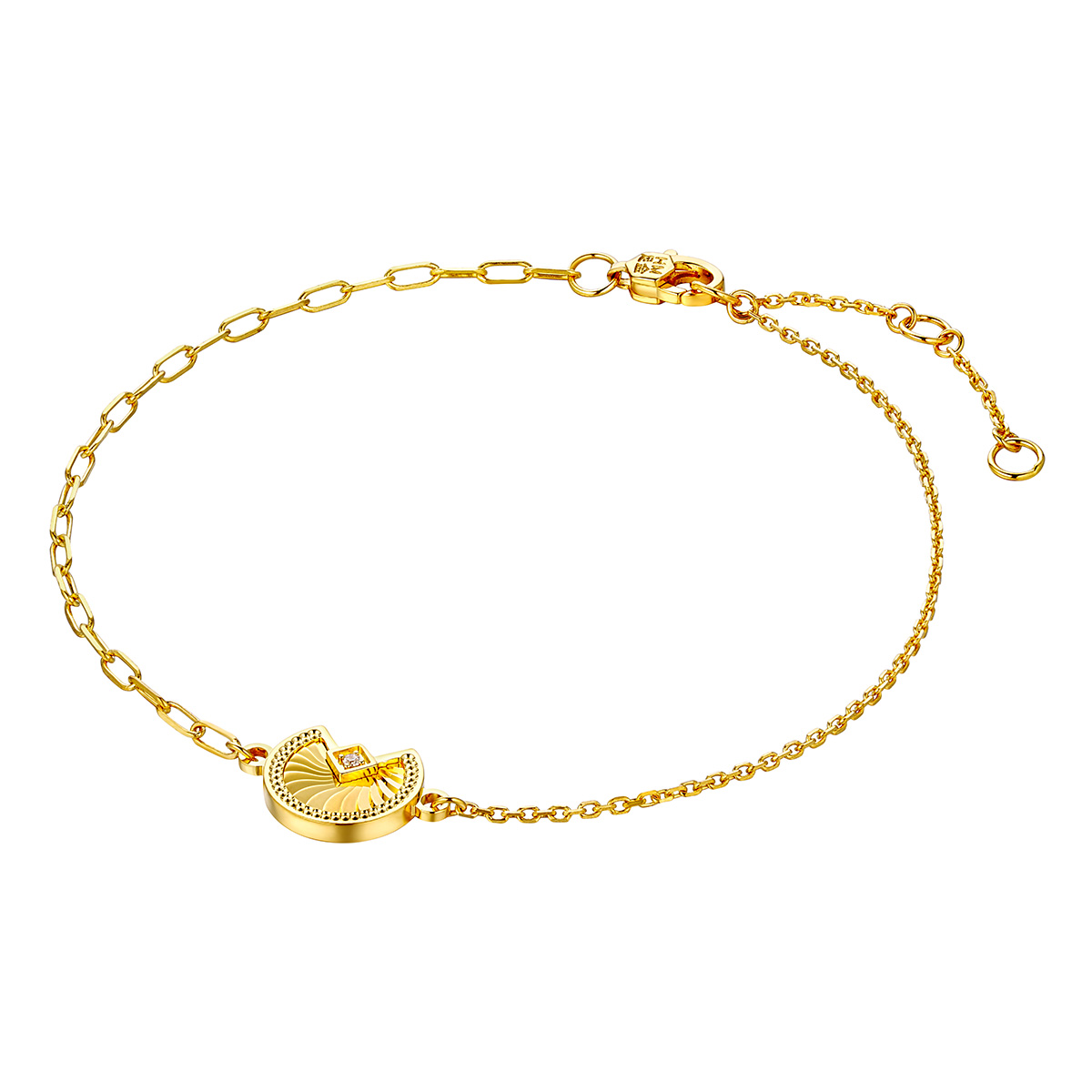 六福珠寶黃金手鏈 - "逐夢星月"990黃金鑽石手鏈