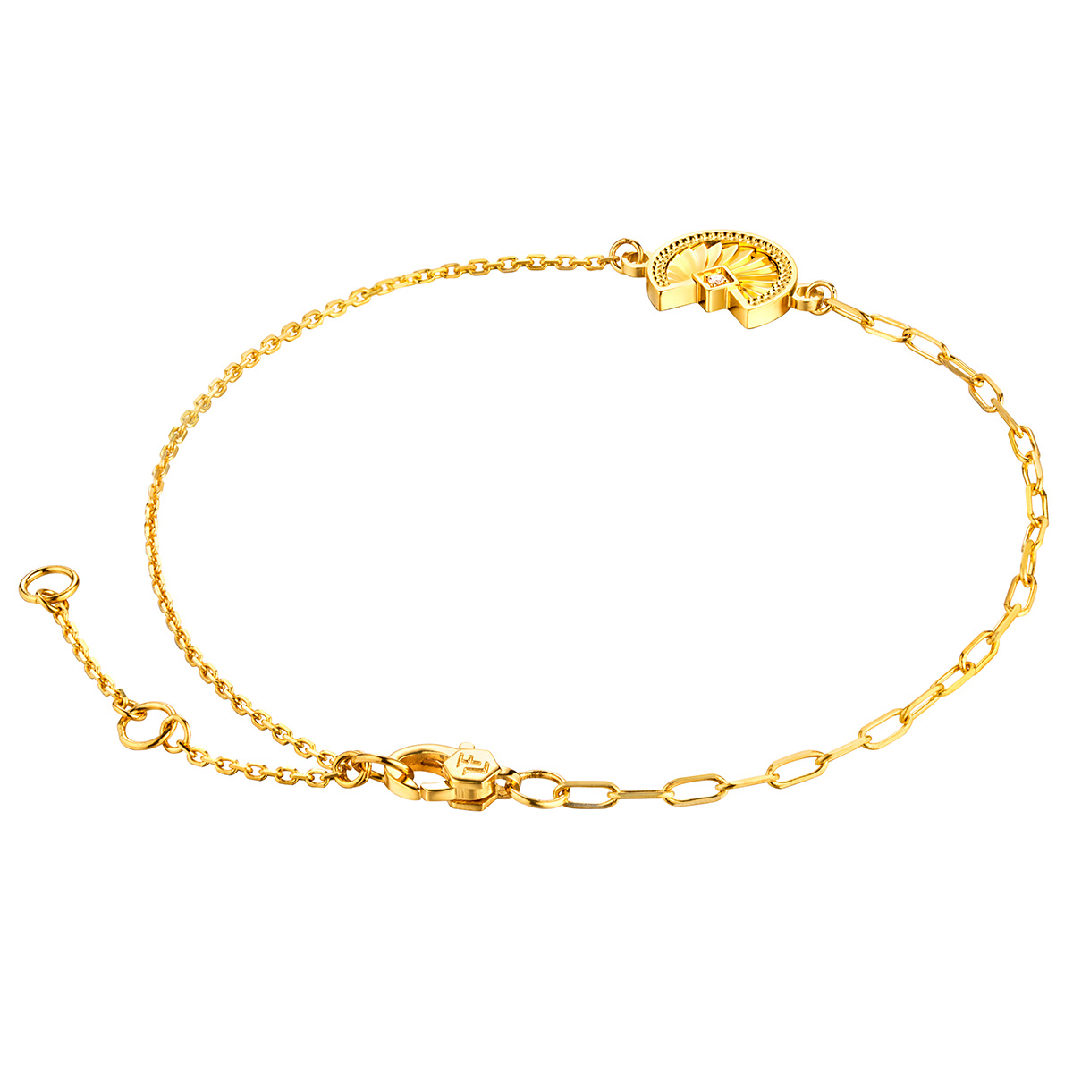 六福珠寶黃金手鏈 - "逐夢星月"990黃金鑽石手鏈