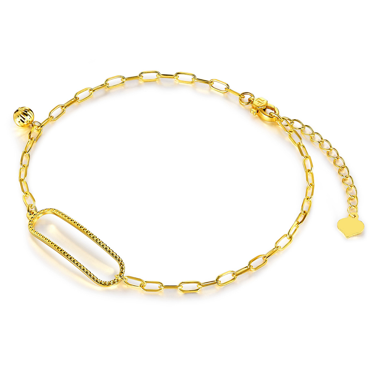 六福珠寶黃金手鏈 - "緣扣"990黃金手鏈