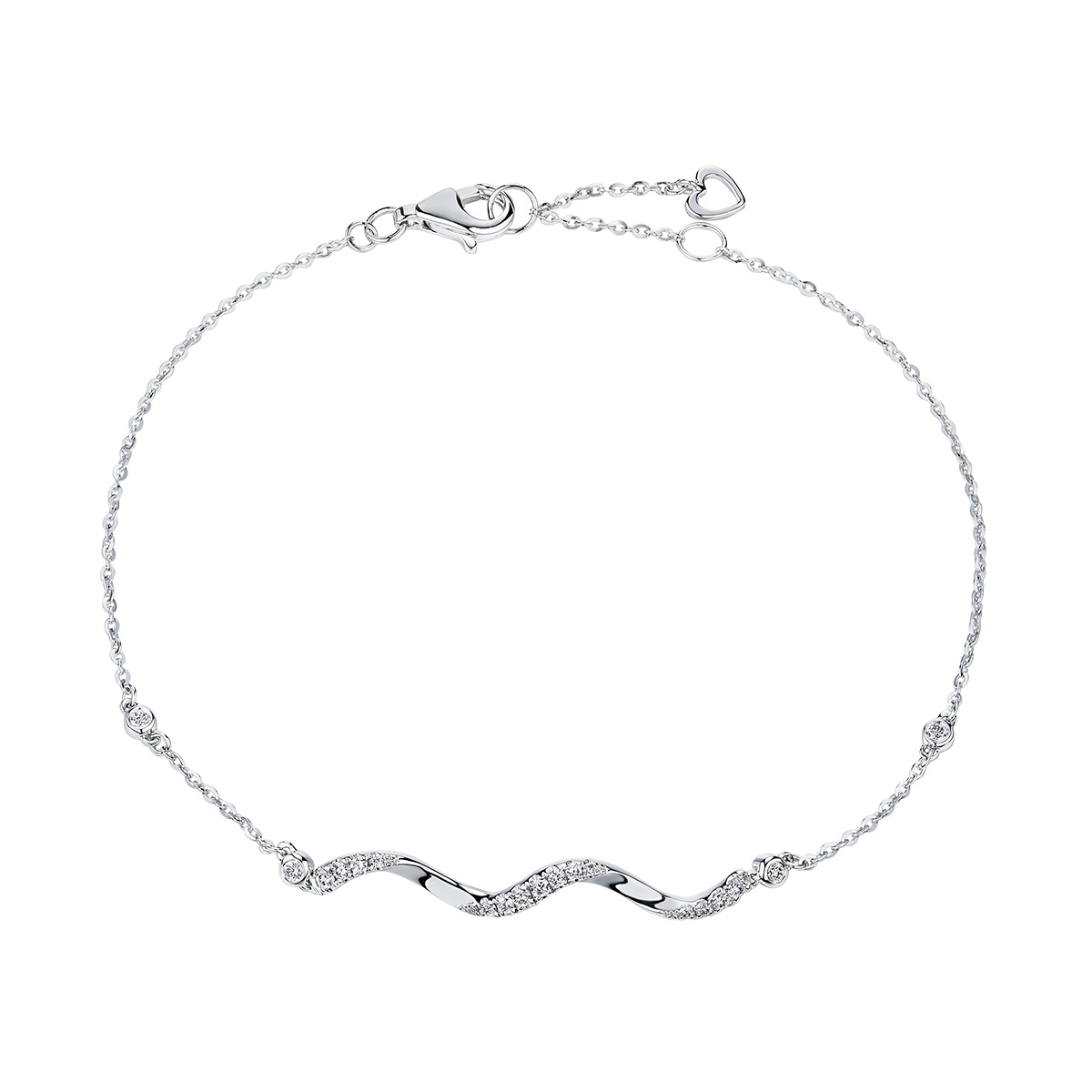 六福珠寶18K金手鏈 - “簡約美”18K金(白色)鑽石手鏈