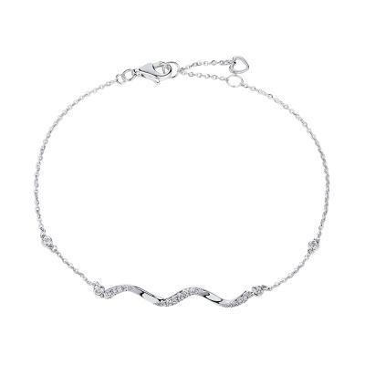 六福珠寶18K金手鏈 - “簡約美”18K金(白色)鑽石手鏈