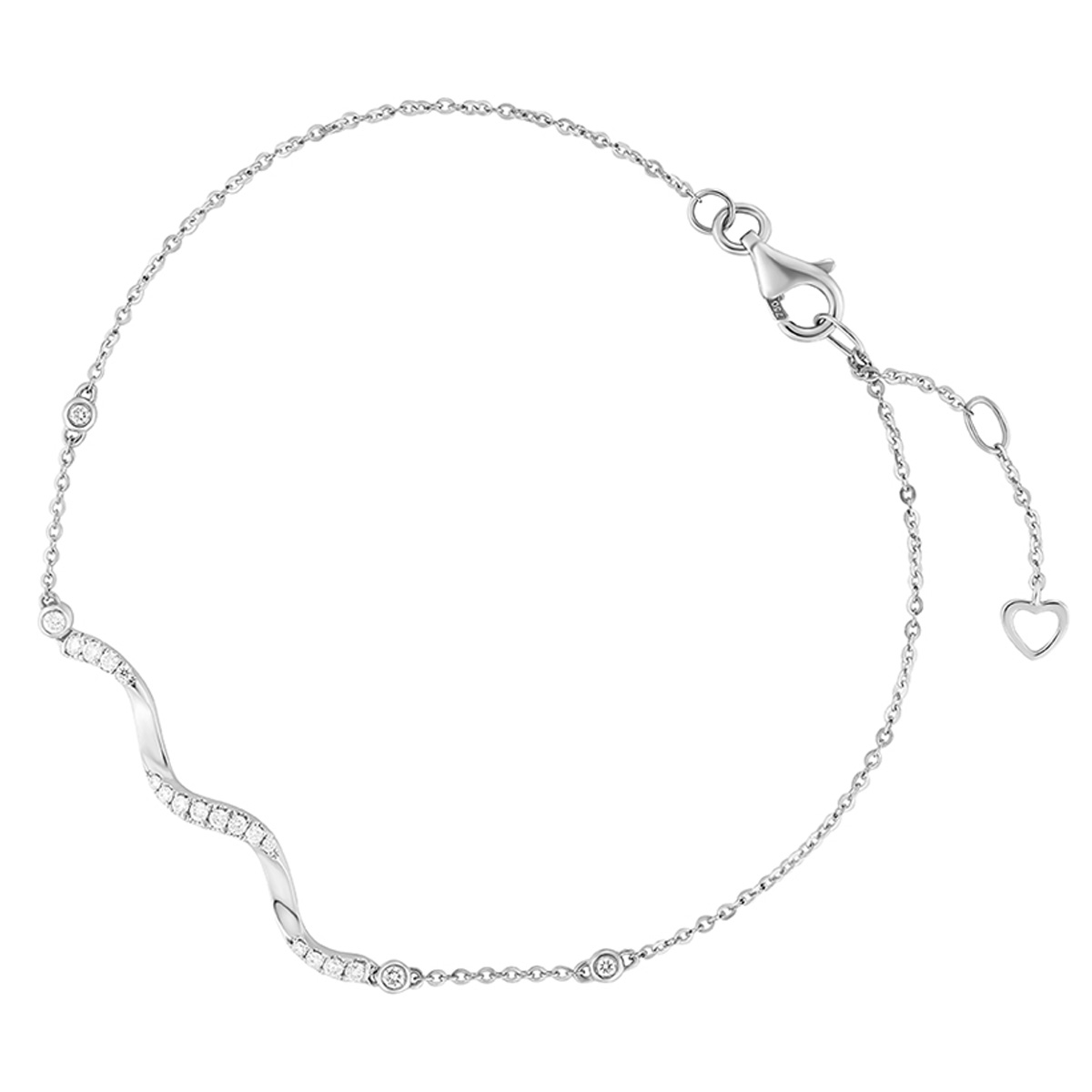 六福珠寶18K金手鏈 - “簡約美”18K金(白色)鑽石手鏈