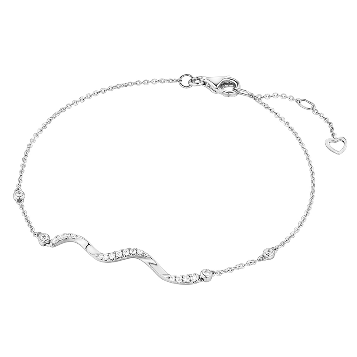 六福珠寶18K金手鏈 - “簡約美”18K金(白色)鑽石手鏈