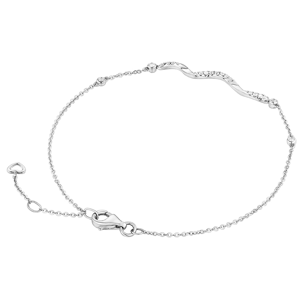 六福珠寶18K金手鏈 - “簡約美”18K金(白色)鑽石手鏈