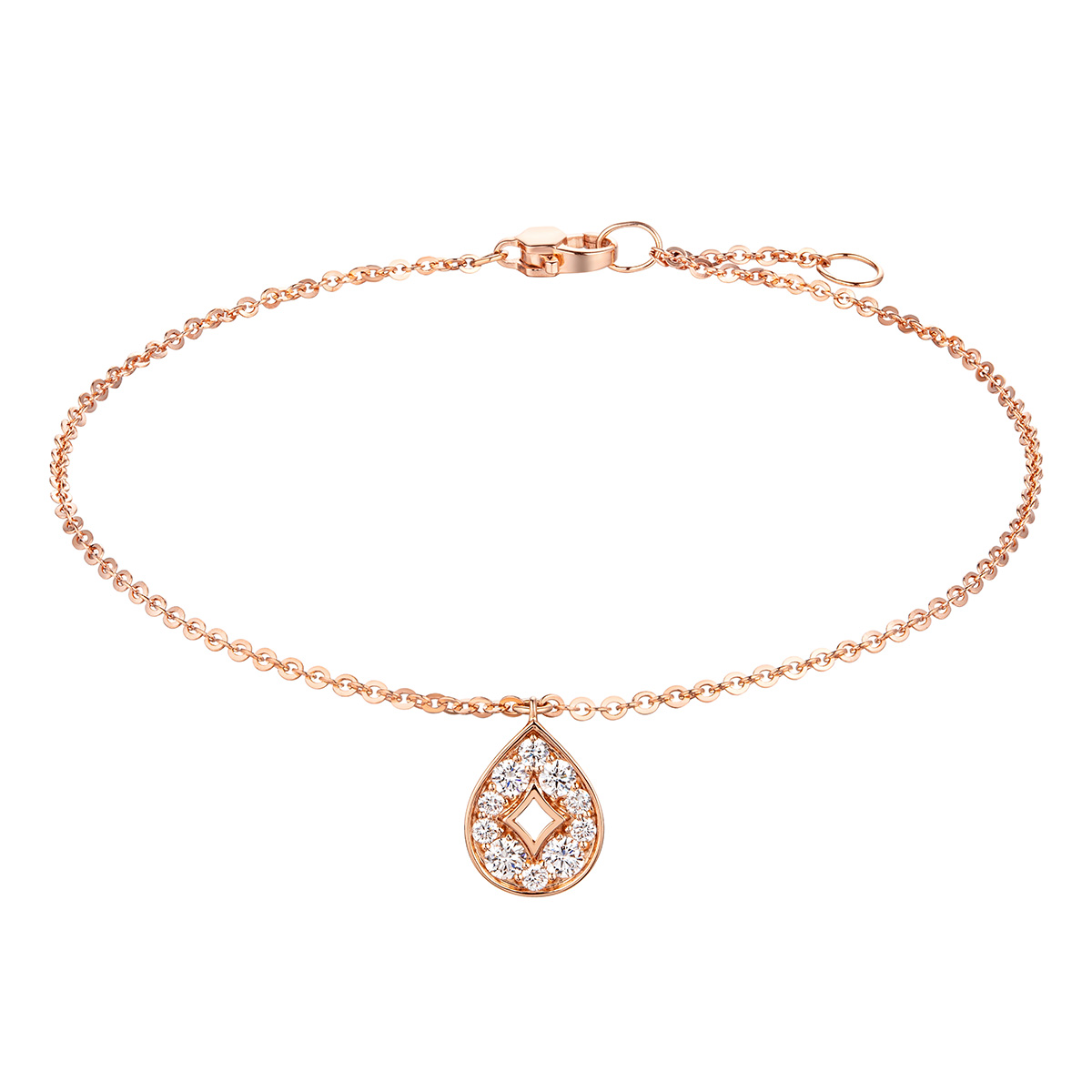 六福珠寶18K金手鏈 - "水滴星鑽"18K玫瑰金鑽石手鏈