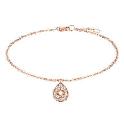 六福珠寶18K金手鏈 - "水滴星鑽"18K玫瑰金鑽石手鏈
