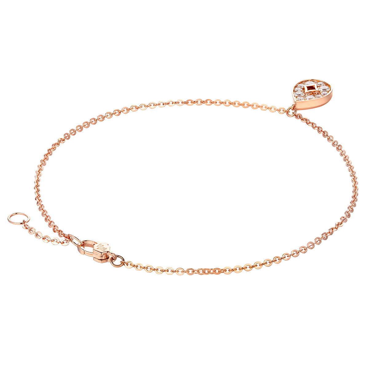 六福珠寶18K金手鏈 - "水滴星鑽"18K玫瑰金鑽石手鏈