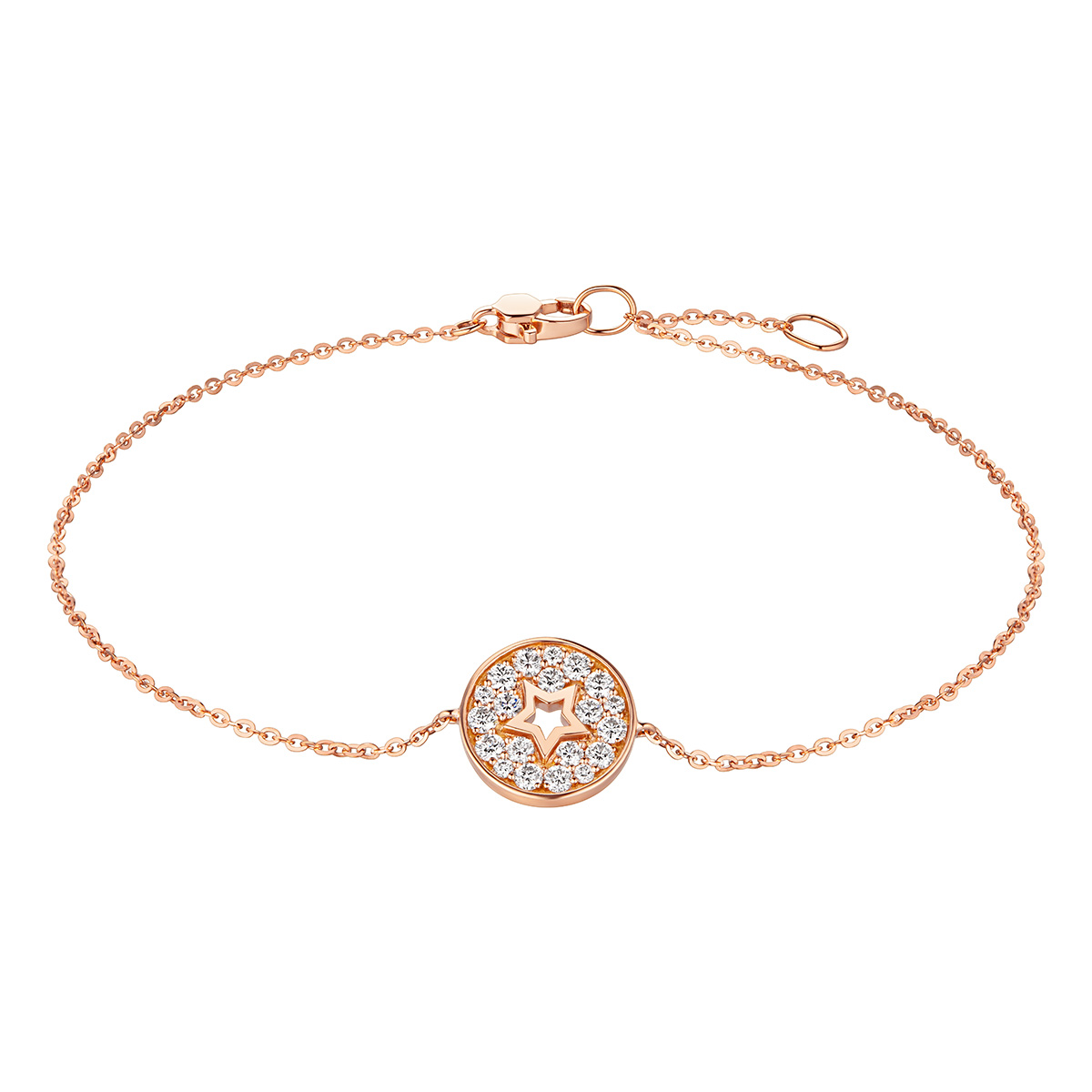 六福珠寶18K金手鏈 - "逐圓星鑽"18K玫瑰金鑽石手鏈