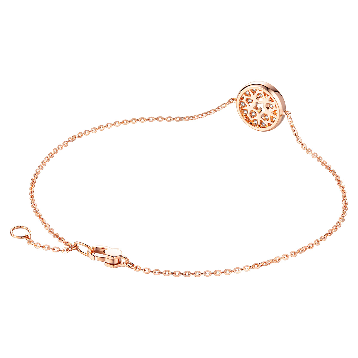 六福珠寶18K金手鏈 - "逐圓星鑽"18K玫瑰金鑽石手鏈