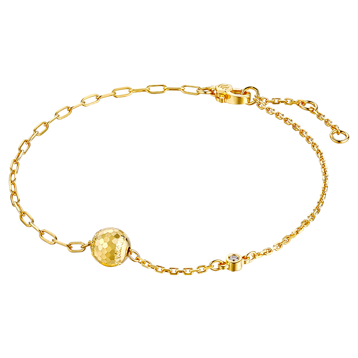 六福珠寶黃金手鏈 - "閃動星球"990黃金鑽石手鏈