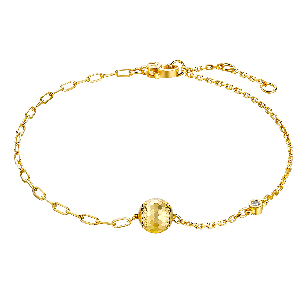 六福珠寶黃金手鏈 - "閃動星球"990黃金鑽石手鏈