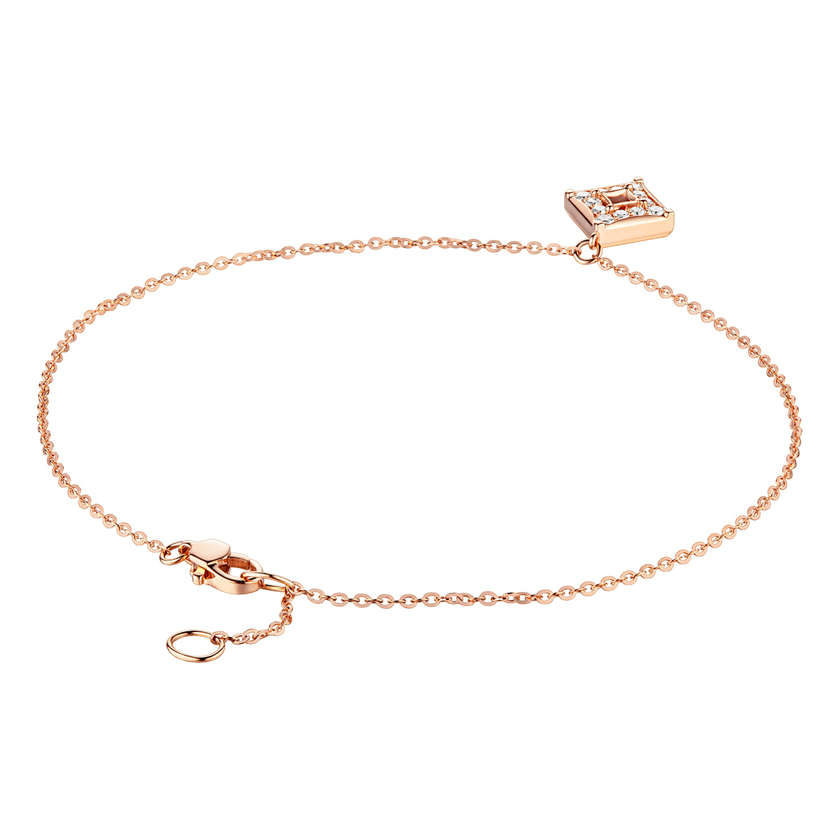 六福珠寶18K金手鏈 - "星光夢境"18K玫瑰金鑽石手鏈