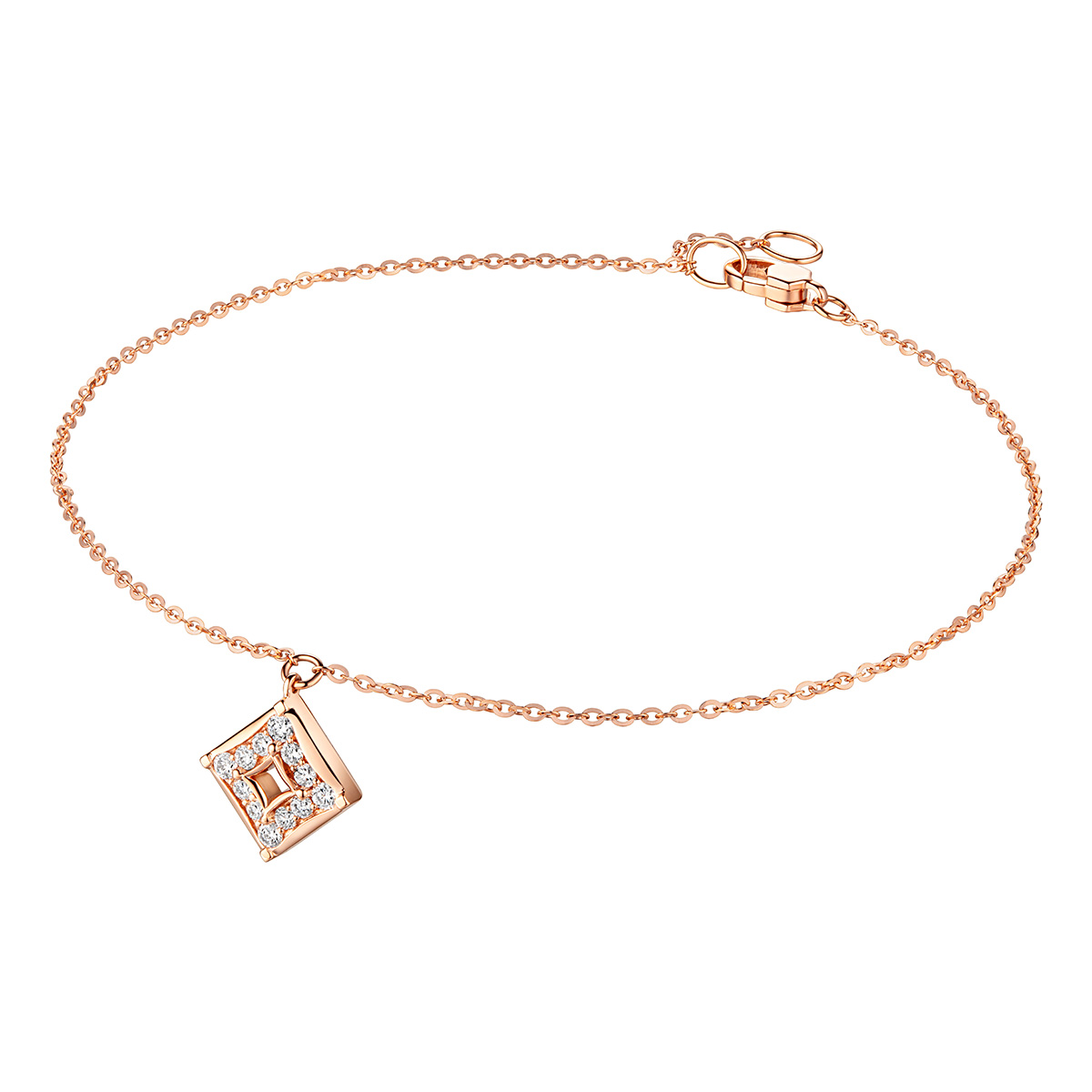 六福珠寶18K金手鏈 - "星光夢境"18K玫瑰金鑽石手鏈