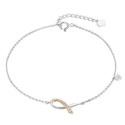 六福珠寶18K金手鏈 - "柔美絲帶"18K金(分色)鑽石手鏈