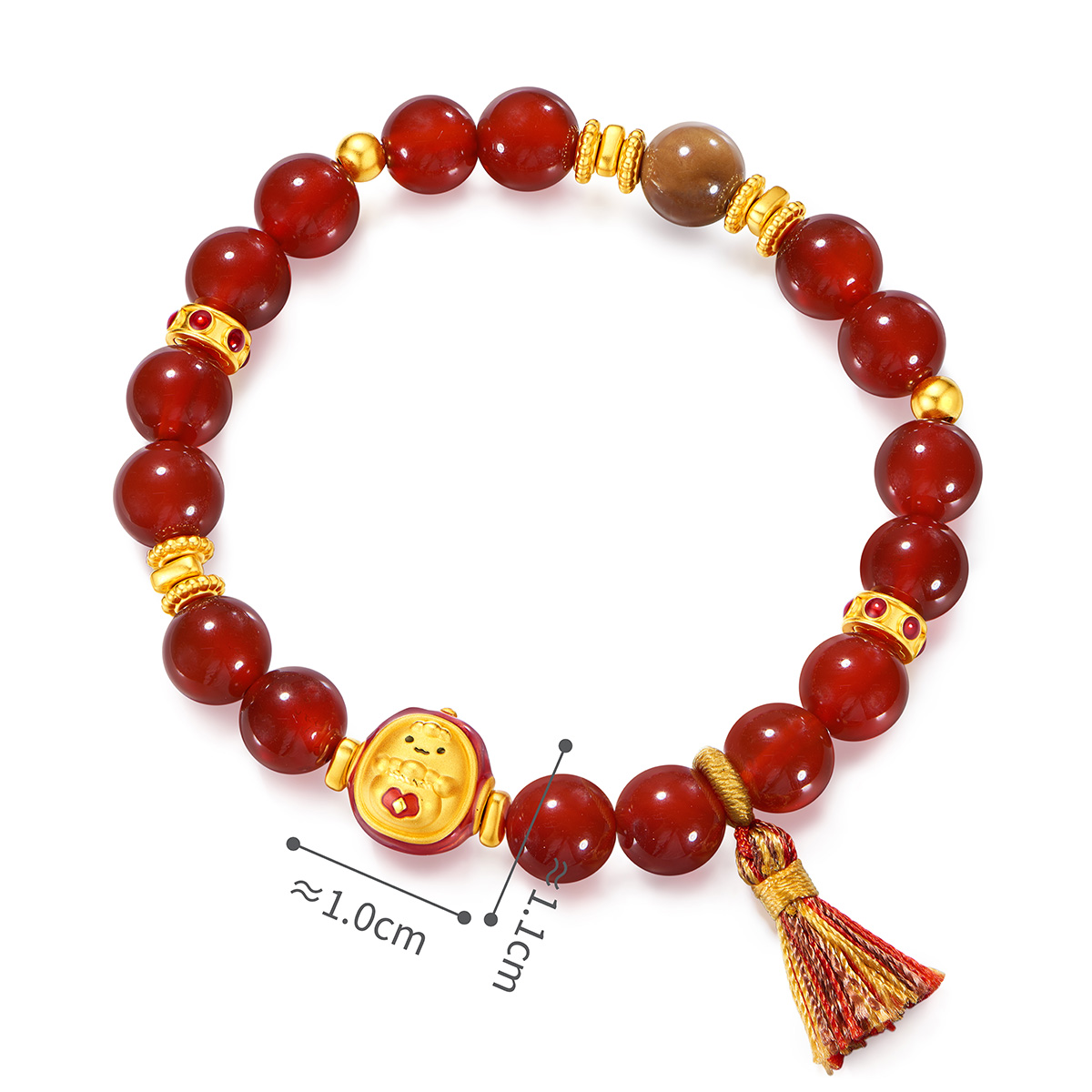 六福珠寶黃金手鏈 - 「棗」日享福999足金水晶手鏈