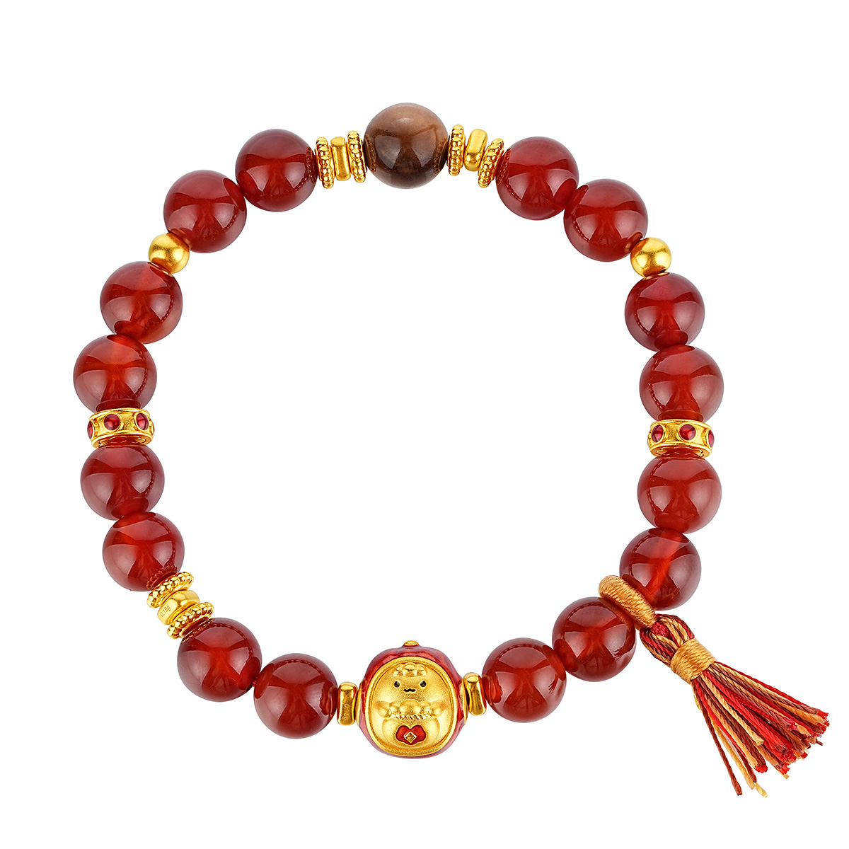 六福珠寶黃金手鏈 - 「棗」日享福999足金水晶手鏈