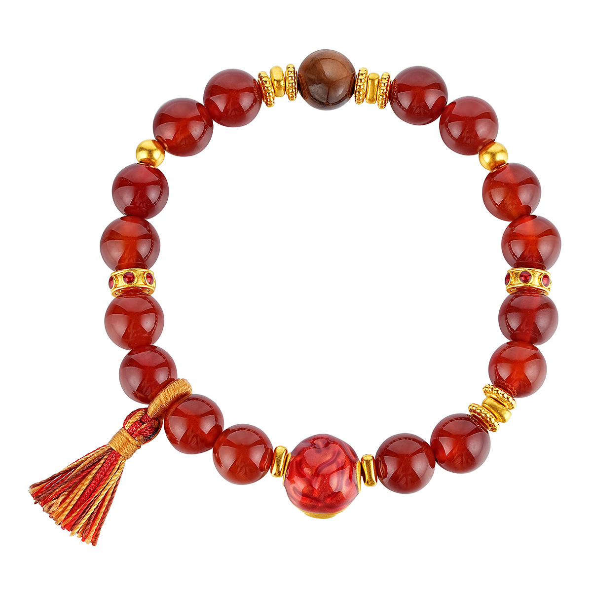 六福珠寶黃金手鏈 - 「棗」日享福999足金水晶手鏈