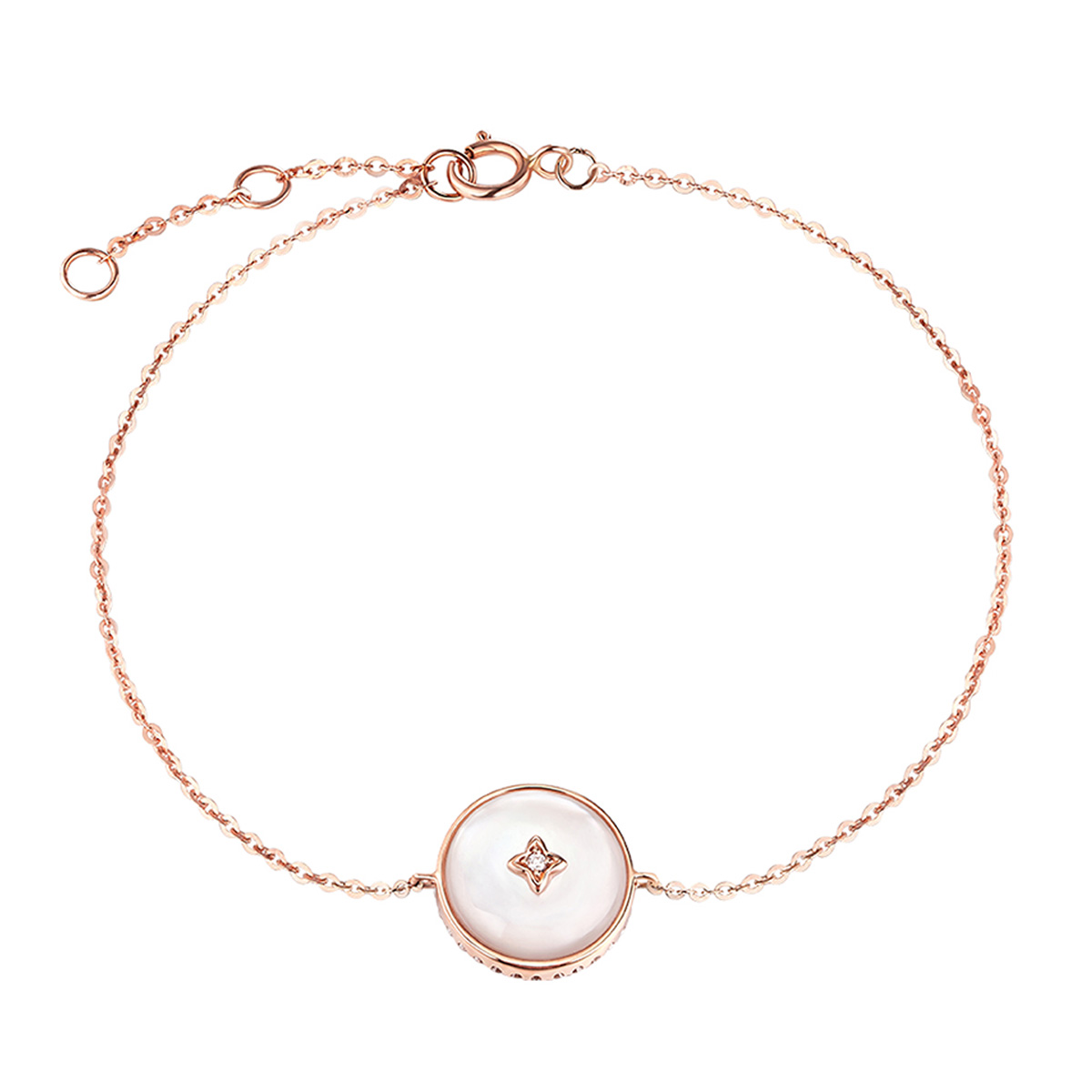 六福珠寶18K金手鏈 - 【LISTING CLOSED】"完美守護"18K金鑽石貝母手鏈–多色選擇