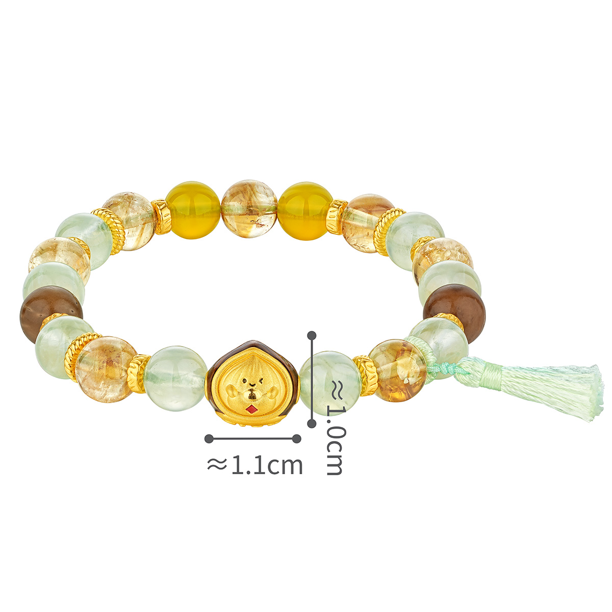 六福珠寶黃金手鏈 - 「栗」刻富有999足金水晶手鏈