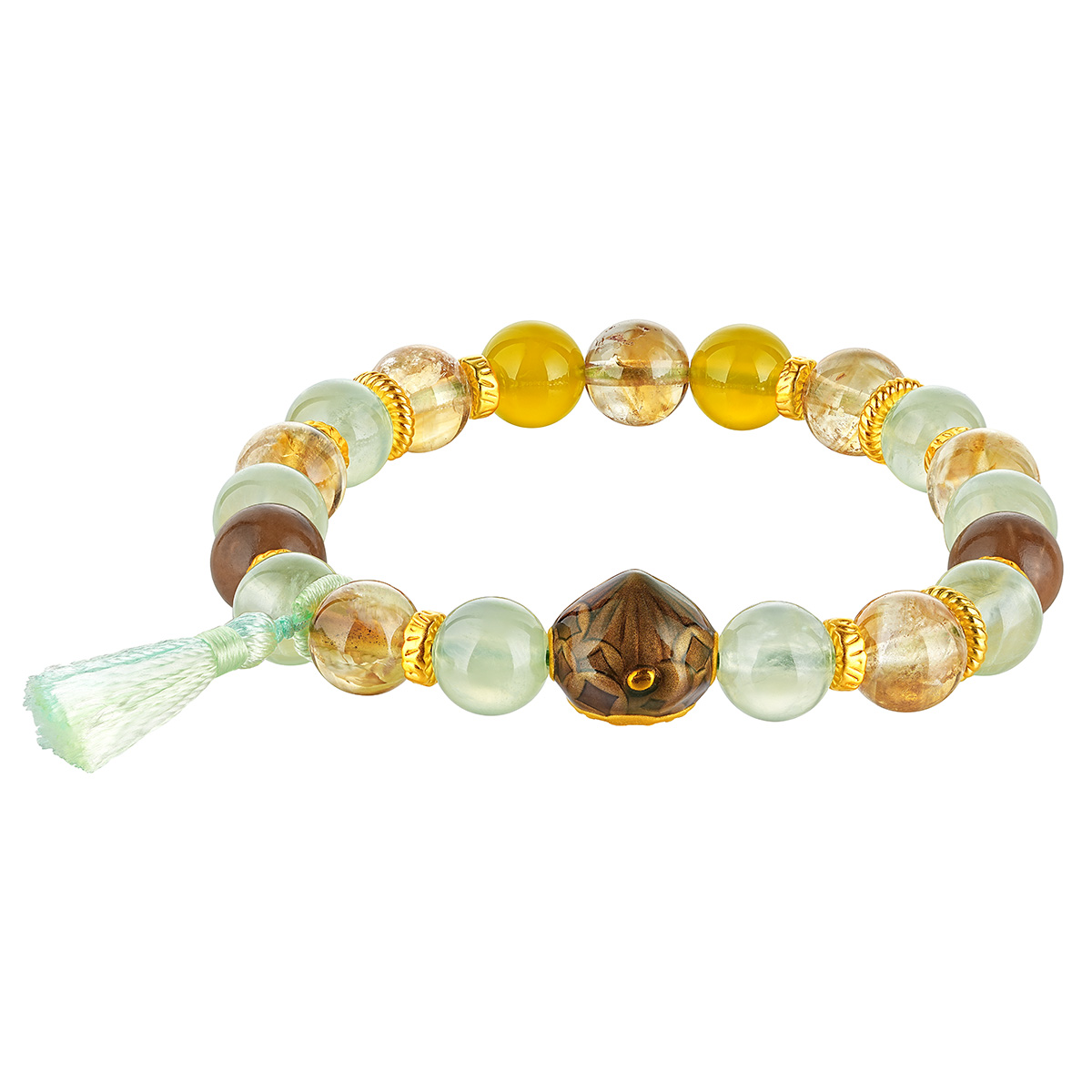 六福珠寶黃金手鏈 - 「栗」刻富有999足金水晶手鏈