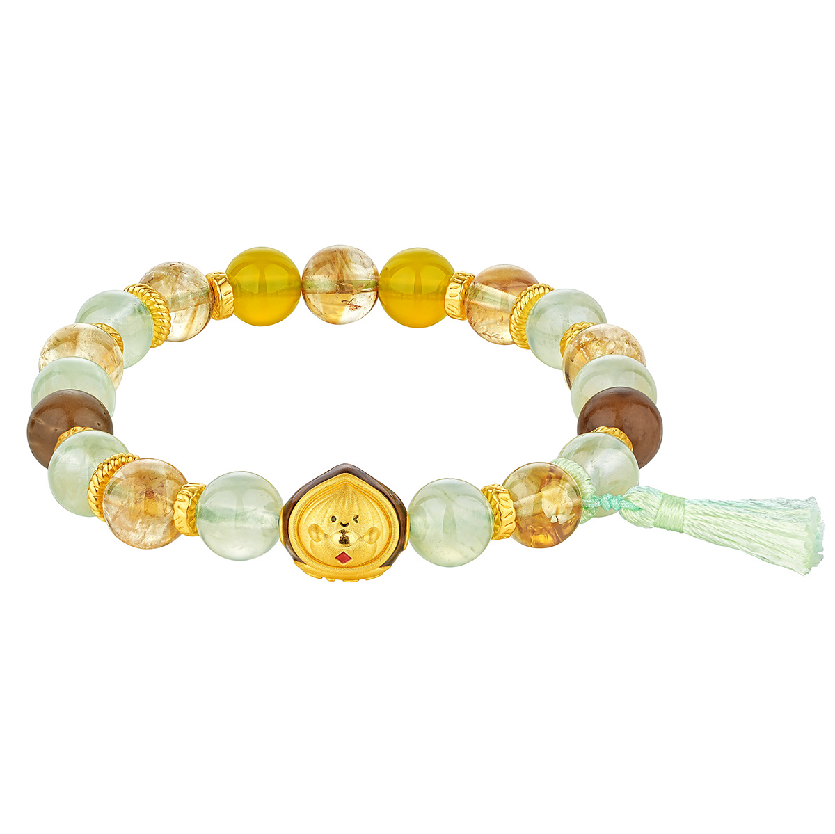 六福珠寶黃金手鏈 - 「栗」刻富有999足金水晶手鏈