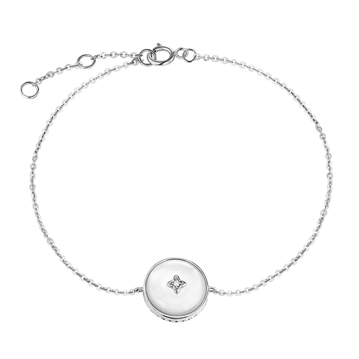 六福珠寶18K金手鏈 - 【LISTING CLOSED】"完美守護"18K金鑽石貝母手鏈–多色選擇