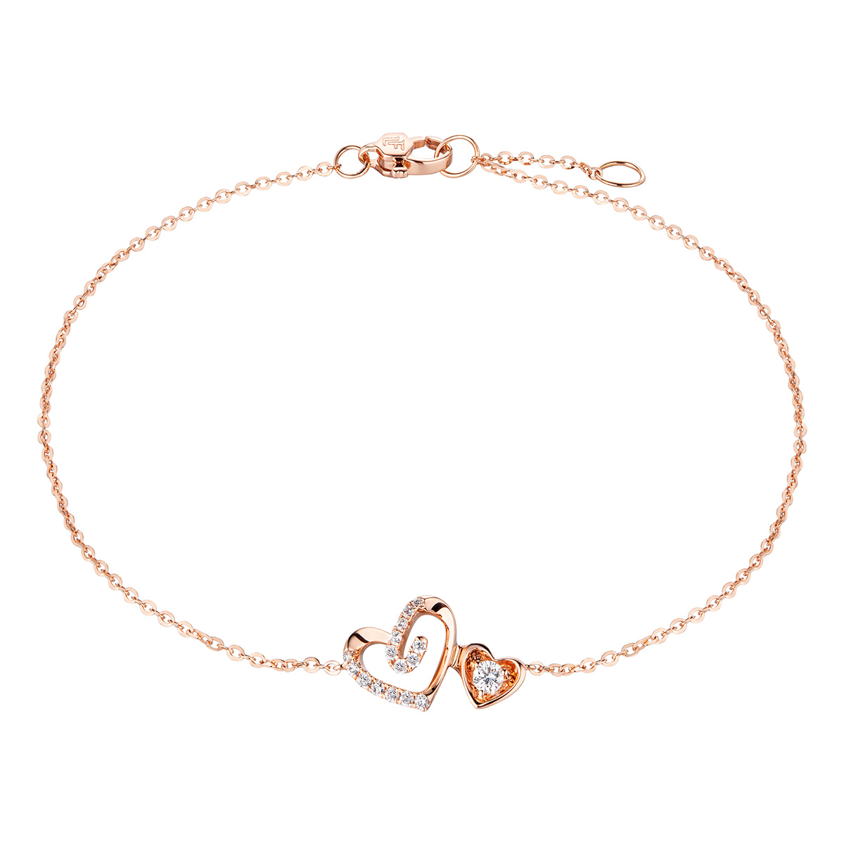 六福珠寶18K金手鏈 - “愛的迴紋”18K金鑽石手鏈-多色選擇