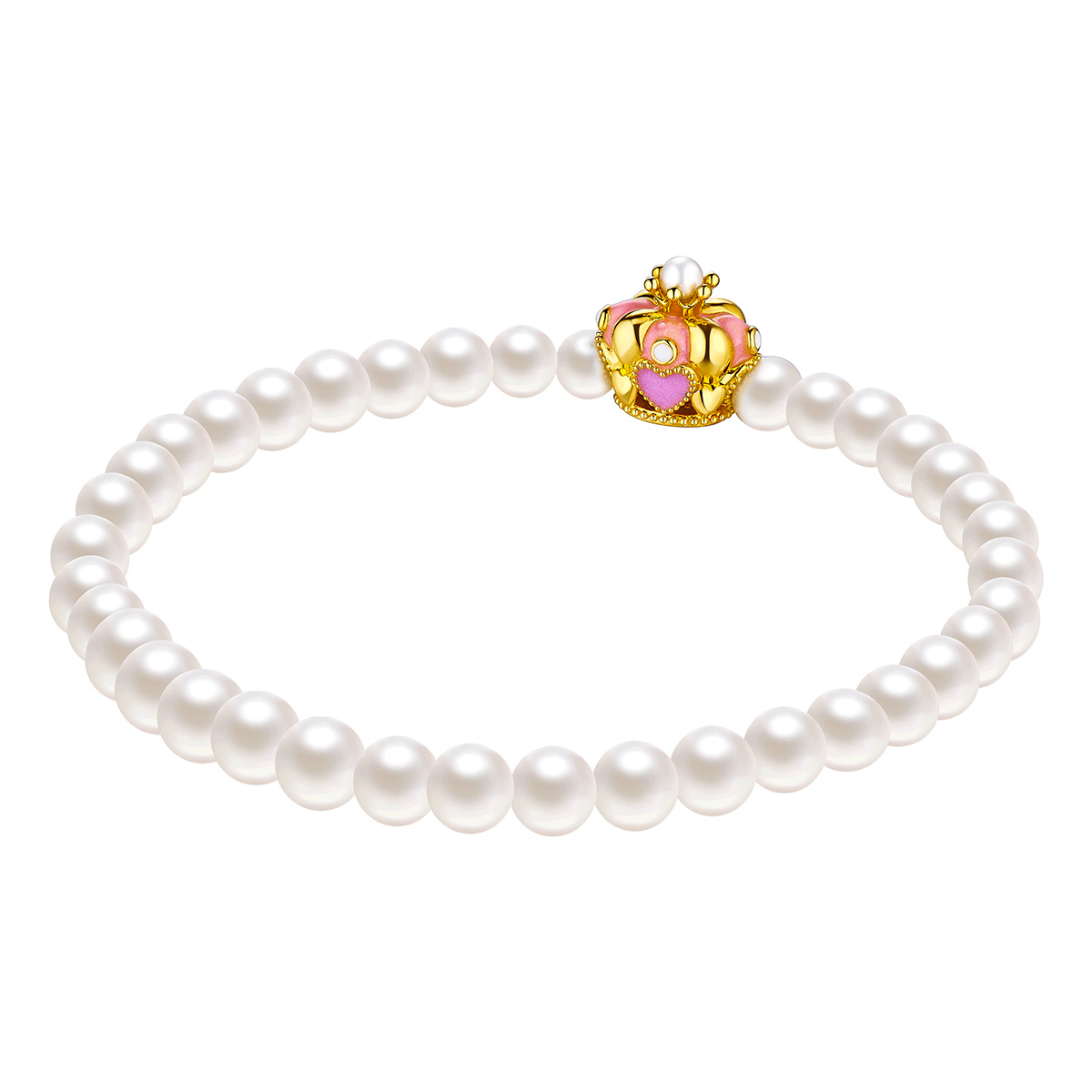 六福珠寶黃金手鏈 - "心動女王"999足金珍珠串飾連珍珠手鏈