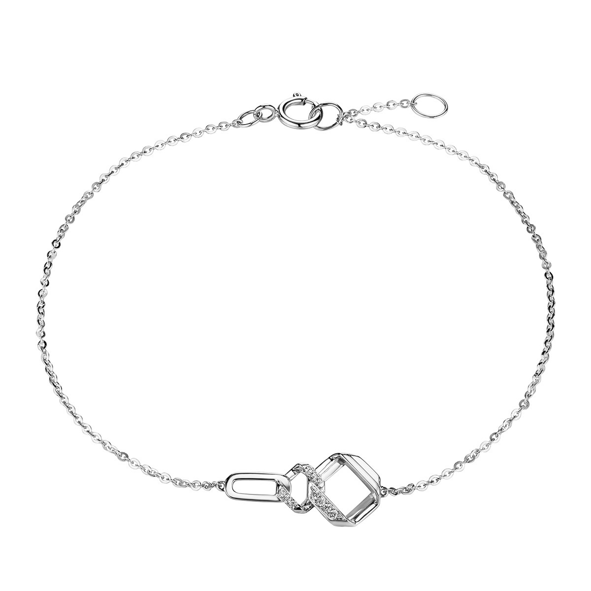 六福珠寶18K金手鏈 - "同心結"18K金鑽石手鏈-多色選擇