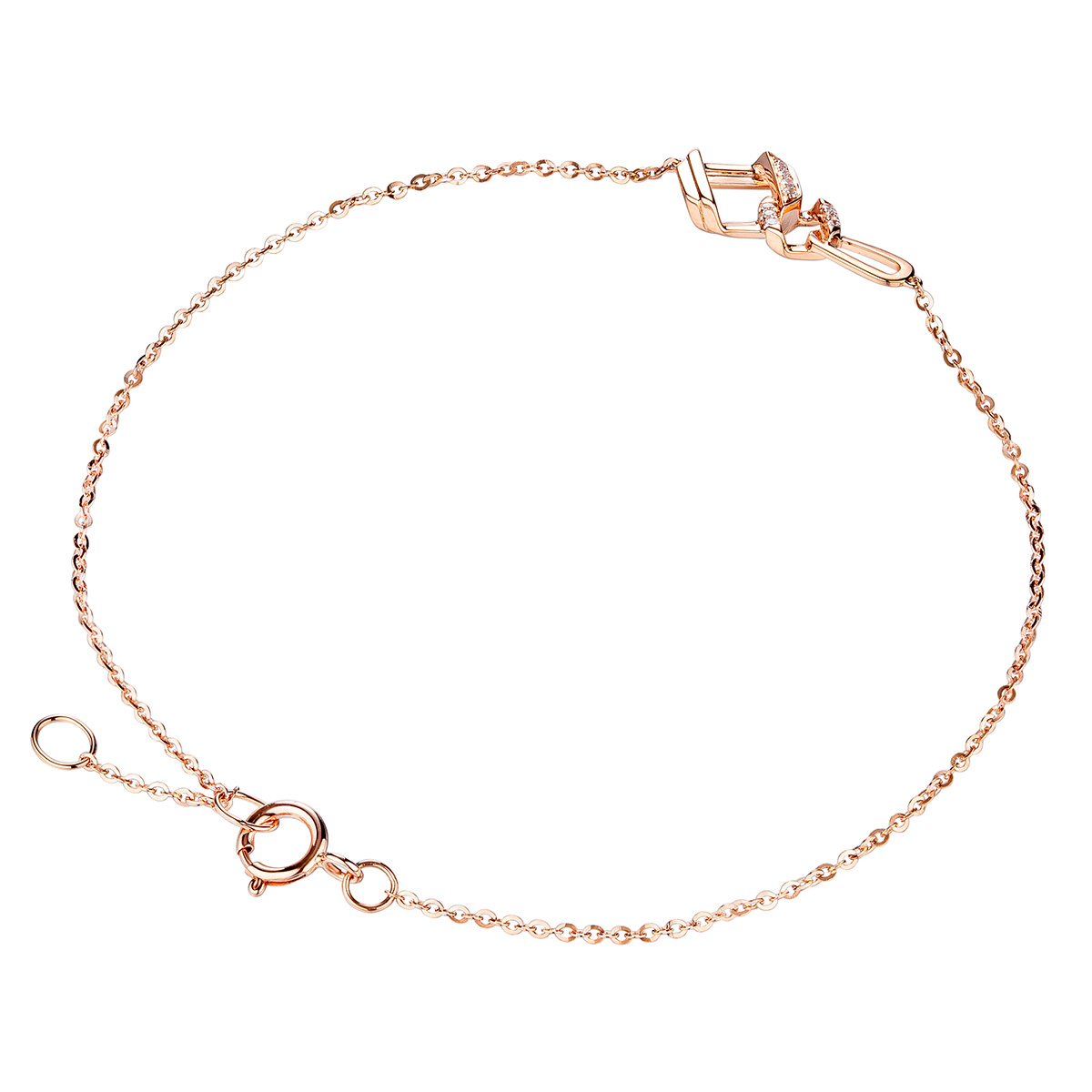 六福珠寶18K金手鏈 - "同心結"18K金鑽石手鏈-多色選擇