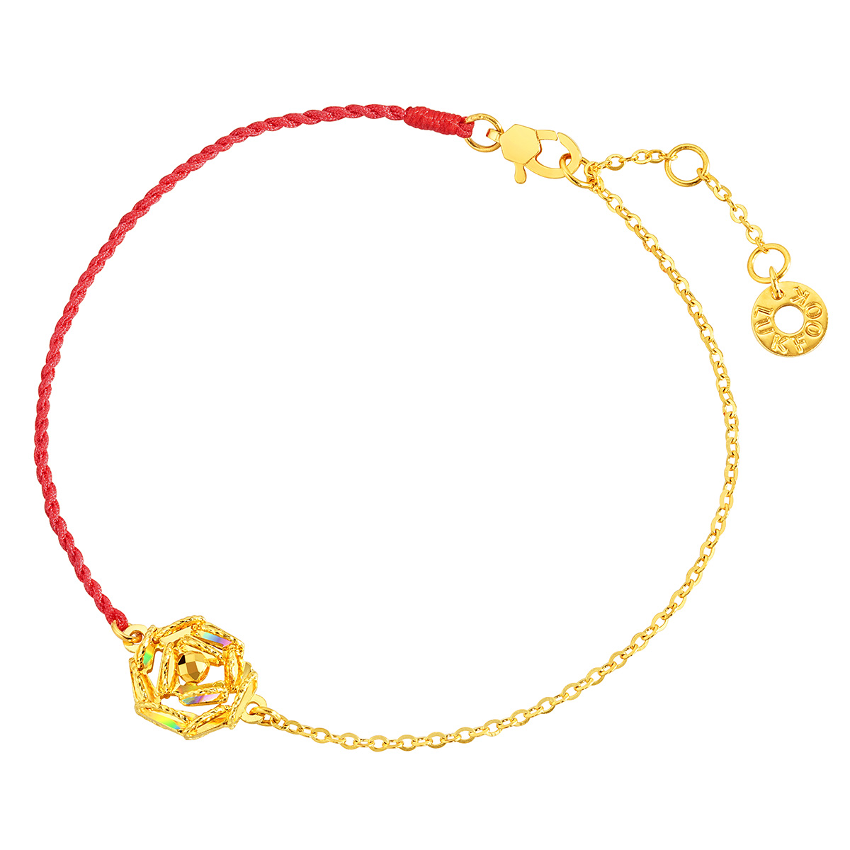 六福珠寶黃金手鏈 - “冰‧鑽玫瑰”999足金手鏈