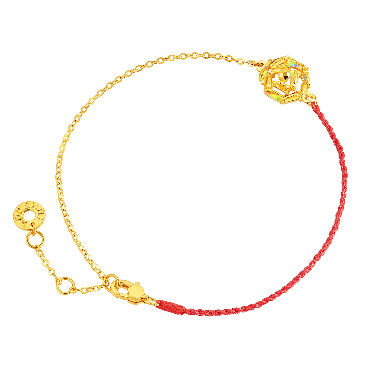 六福珠寶黃金手鏈 - “冰‧鑽玫瑰”999足金手鏈