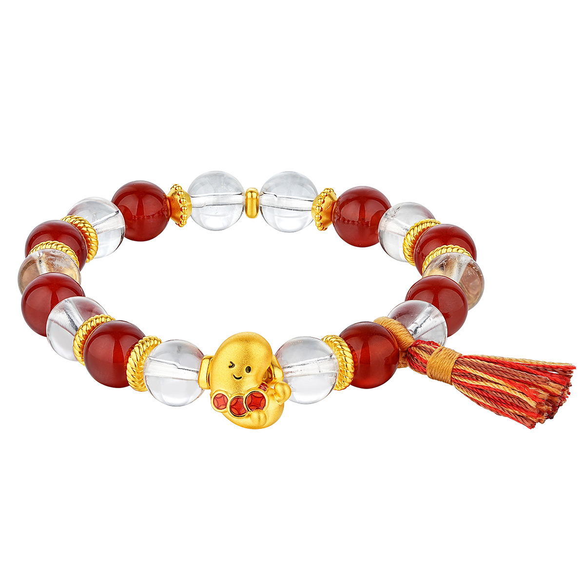 六福珠寶黃金手鏈 - 「腰」纏萬貫999足金水晶手鏈