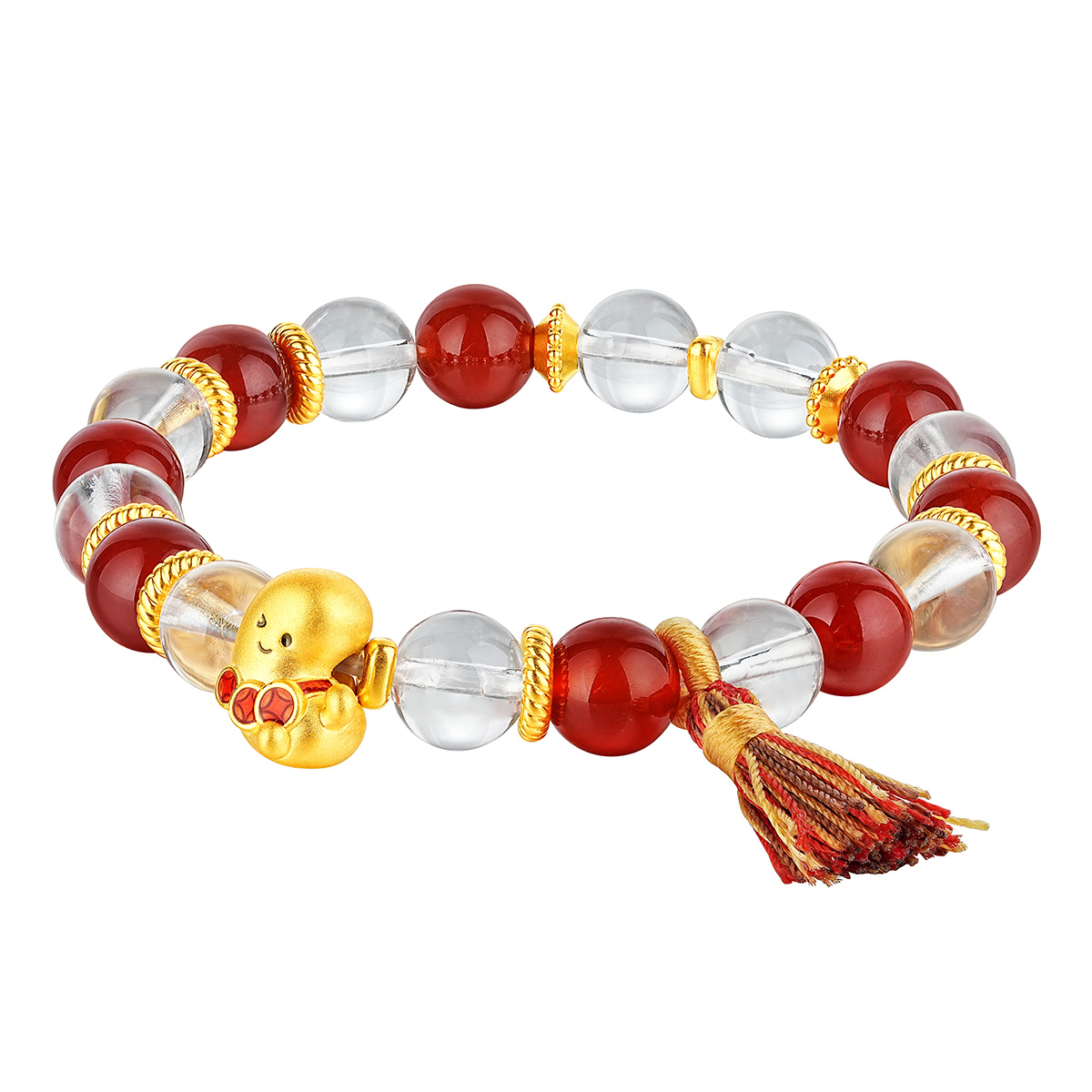 六福珠寶黃金手鏈 - 「腰」纏萬貫999足金水晶手鏈