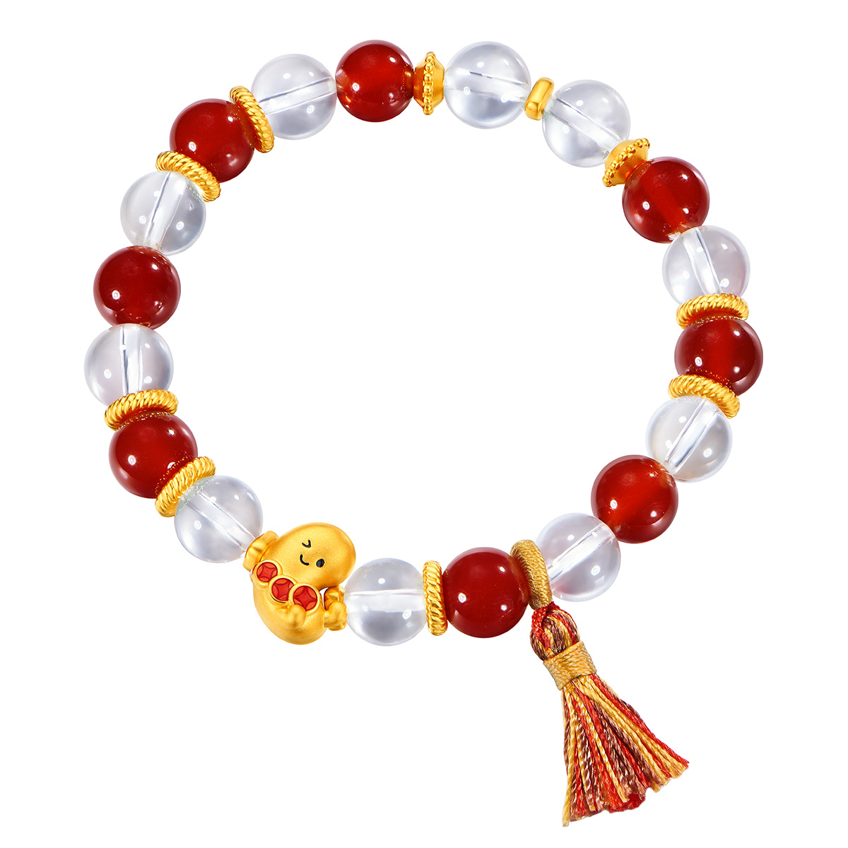 六福珠寶黃金手鏈 - 「腰」纏萬貫999足金水晶手鏈