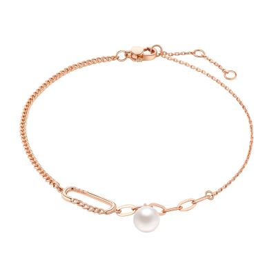 六福珠寶18K金手鏈 - "鏈"愛循環18K玫瑰金鑽石手鏈