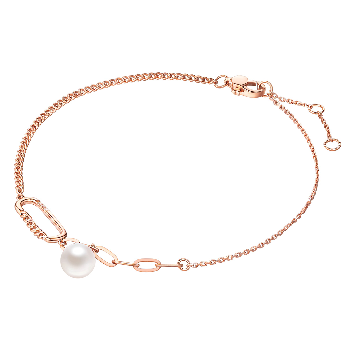 六福珠寶18K金手鏈 - 【LISTING CLOSED】"鏈"愛循環18K玫瑰金鑽石手鏈