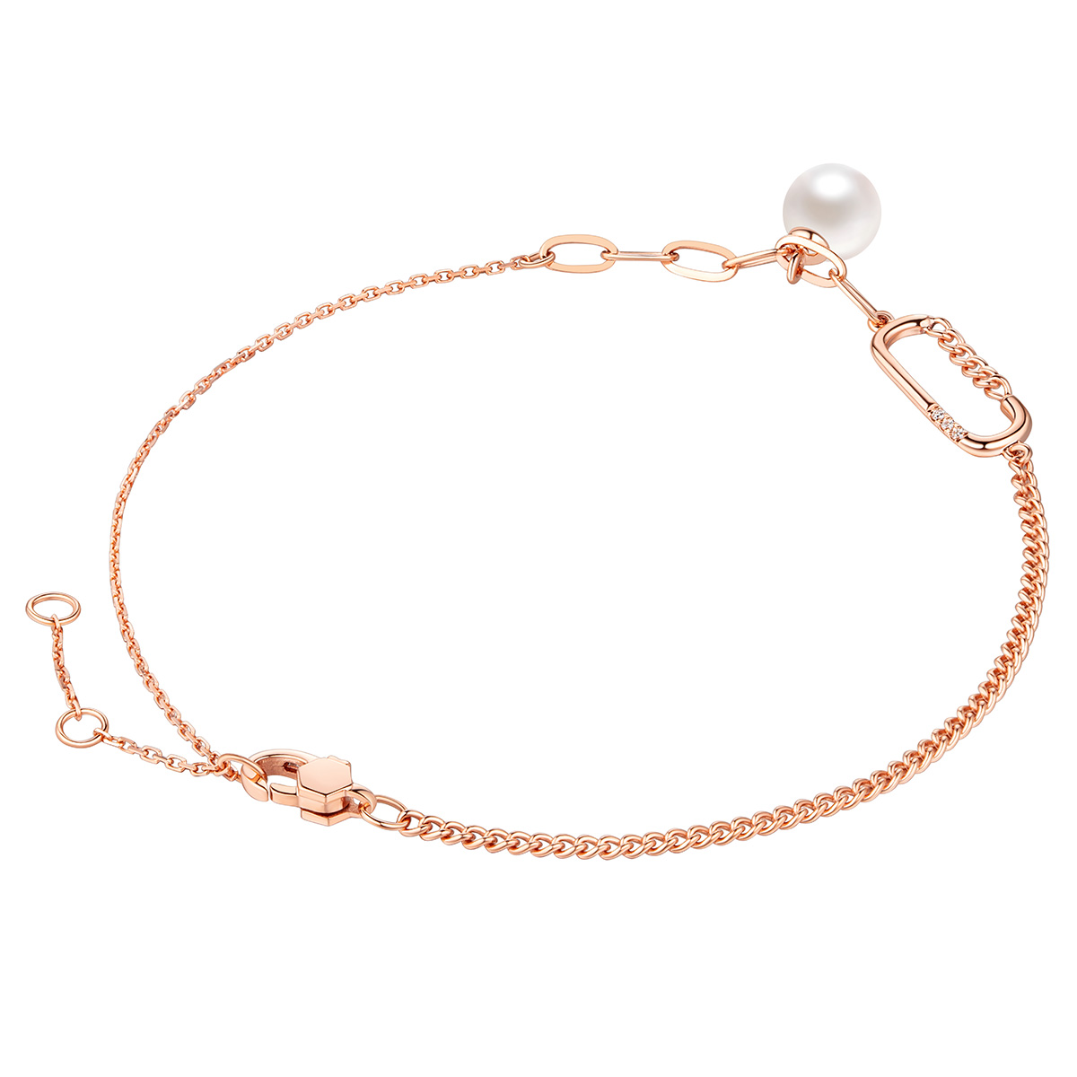 六福珠寶18K金手鏈 - 【LISTING CLOSED】"鏈"愛循環18K玫瑰金鑽石手鏈