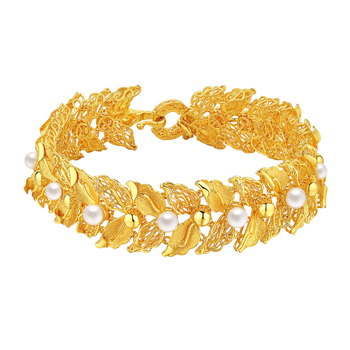 六福珠寶黃金手鏈 - “珍「桂」摯愛”999.9黃金珍珠手鏈