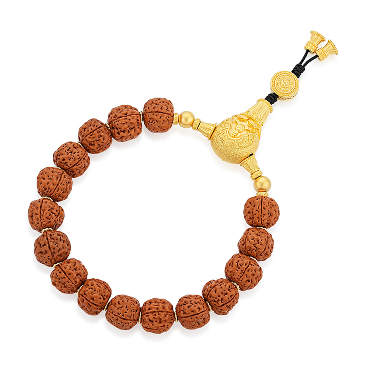 六福珠寶黃金手鏈 - “四面佛”999.9黃金金剛菩提木珠手繩