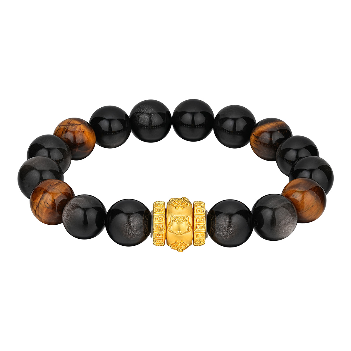 $t('六福珠寶')黃金手鏈 - "合樂生福-虎、馬、狗"999足金生肖水晶手鏈