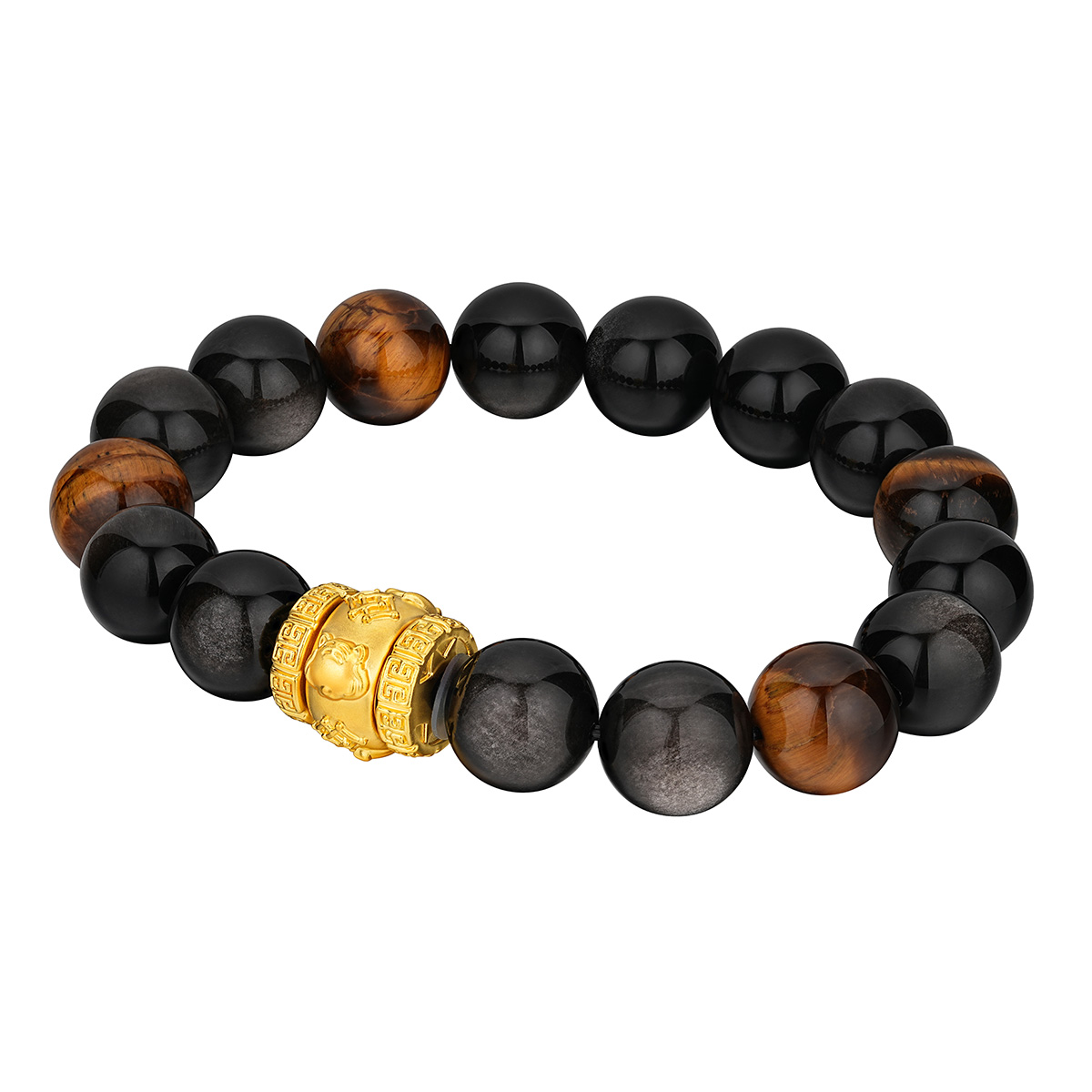 六福珠寶黃金手鏈 - "合樂生福-虎、馬、狗"999足金生肖水晶手鏈