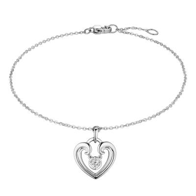 六福珠寶18K金手鏈 - "閃動真心"18K金(白色)鑽石手鏈