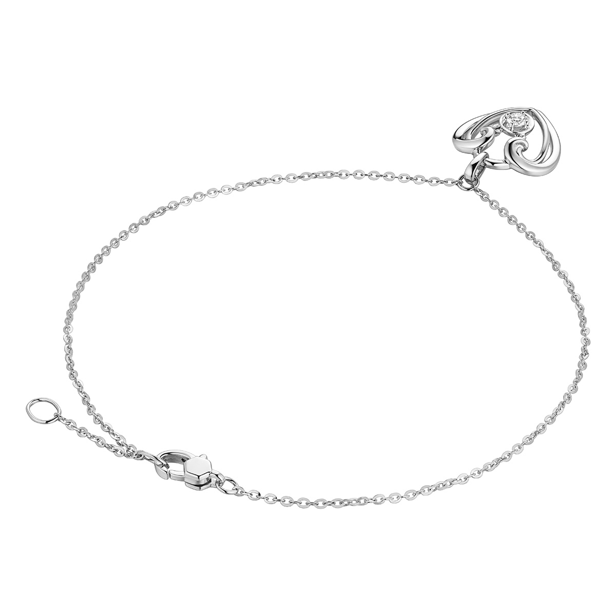 六福珠寶18K金手鏈 - "閃動真心"18K金(白色)鑽石手鏈