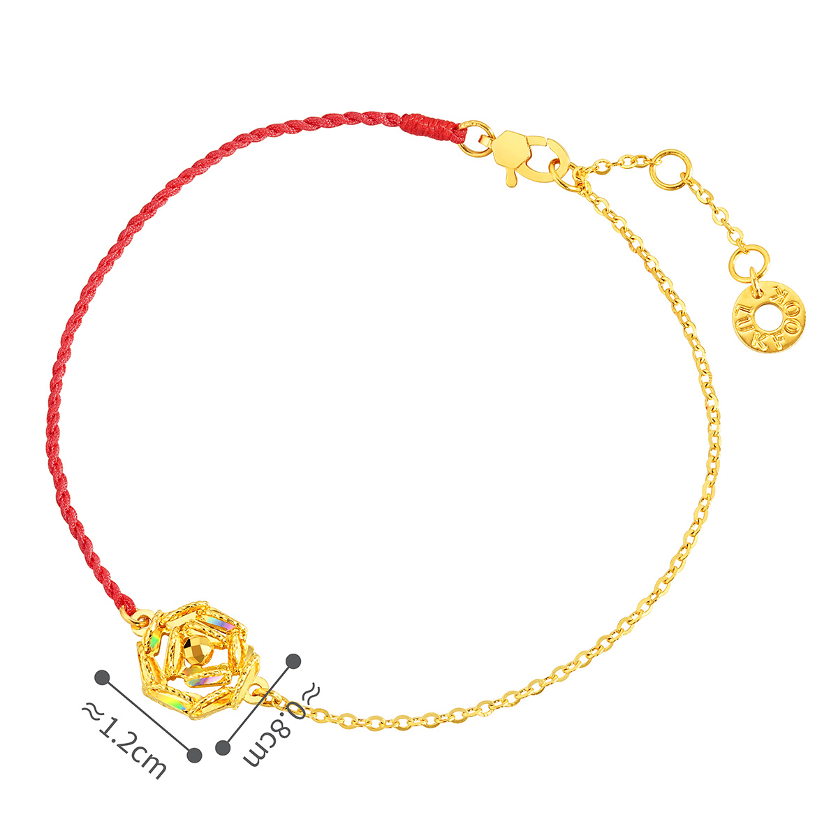 六福珠寶黃金手鏈 - “冰‧鑽玫瑰”999足金手鏈