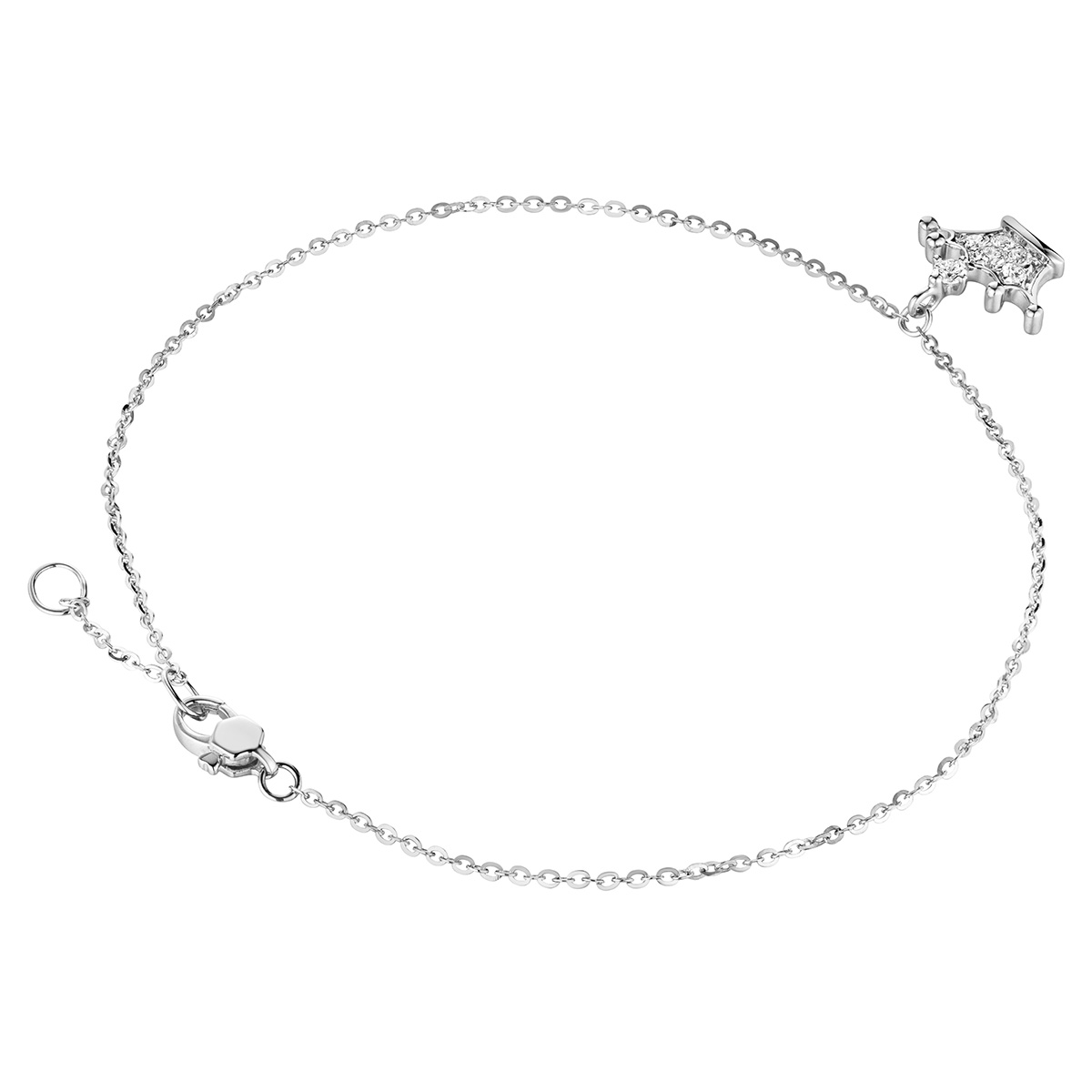 六福珠寶18K金手鏈 - “小皇冠”18K金(白色)鑽石手鏈